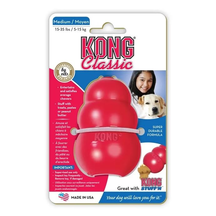 KONG | Classic Dog Toy | Durable Natural Rubber | Fun to Chew, Chase and Fetch | For Medium Dogs