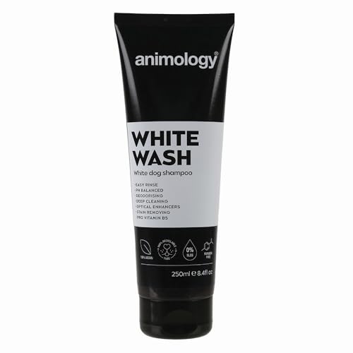 Animology White Wash Color Enhancing Dog Shampoo – 250ml Professional Brightening Pet Wash – Stain Removing & Deep Cleaning Formula – pH Balanced, Easy Rinse,