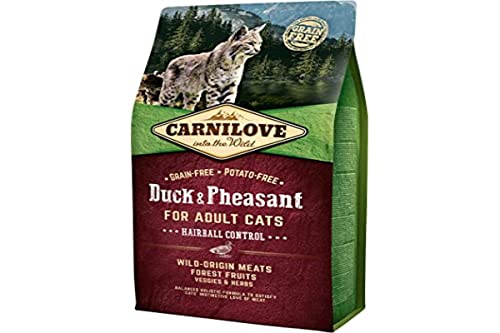 YUAKUOD Carnilove Duck Pheasant Adult Hairball Dehydrated Cat Food 6 kg - 9 x 665 g - Total: 6000 g
