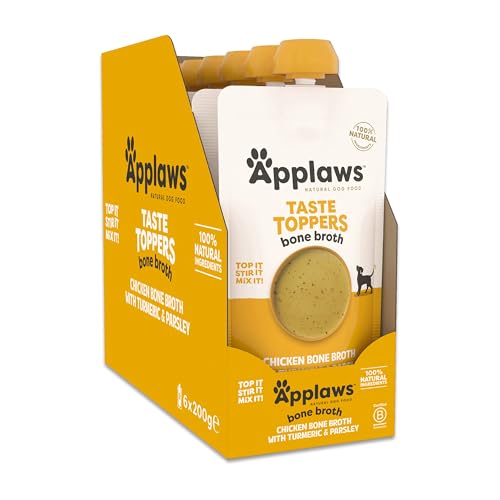 Applaws Taste Toppers 100% Natural Dog Food Topper, Chicken Broth for Dry Dog Food, 6 x 200 g Bags