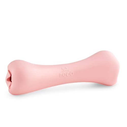 Beco Dog Toy - Dog Chew Bone with Treat Hole, Enrichment Toy for Dogs, Natural Rubber - Pink