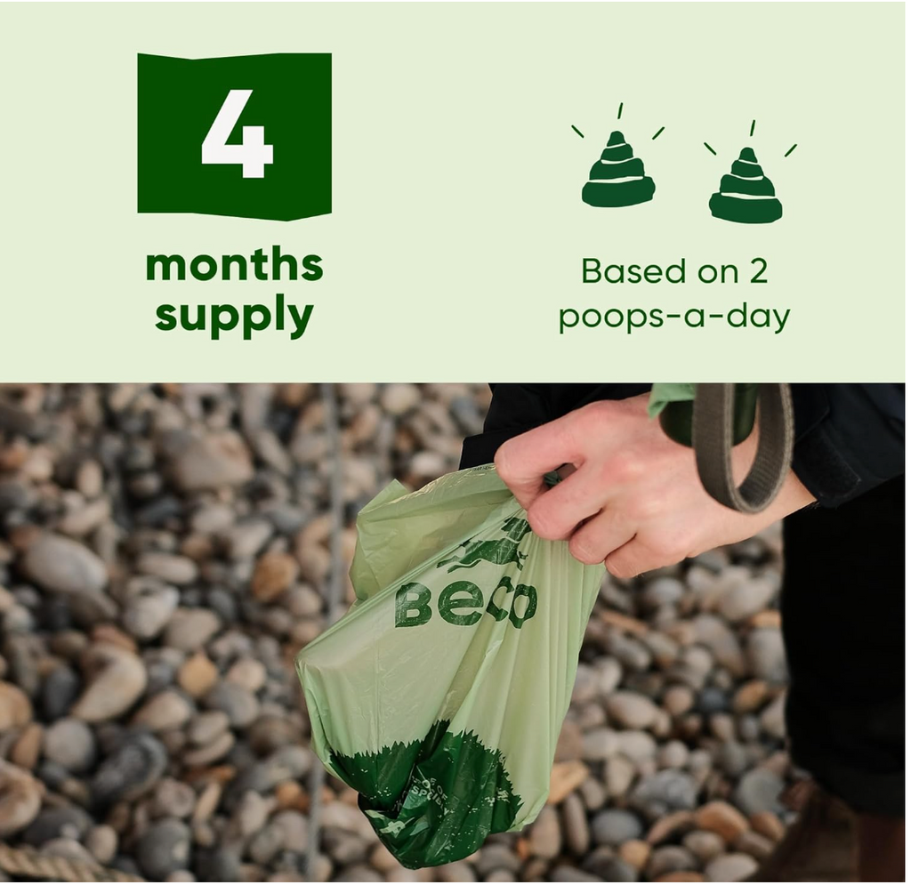 Beco Super Strong & Large Poop Bags | Mint Scented Dog Poo Bags | 270 Refill Rolls [18 x 15] | Dispenser Compatible