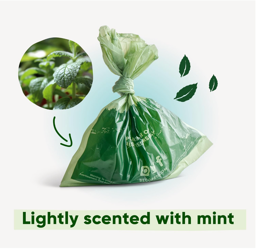 Beco Super Strong & Large Poop Bags | Mint Scented Dog Poo Bags | 270 Refill Rolls [18 x 15] | Dispenser Compatible